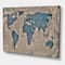 Designart - Ancient Map of The World I - Rustic Canvas Wall Art Print